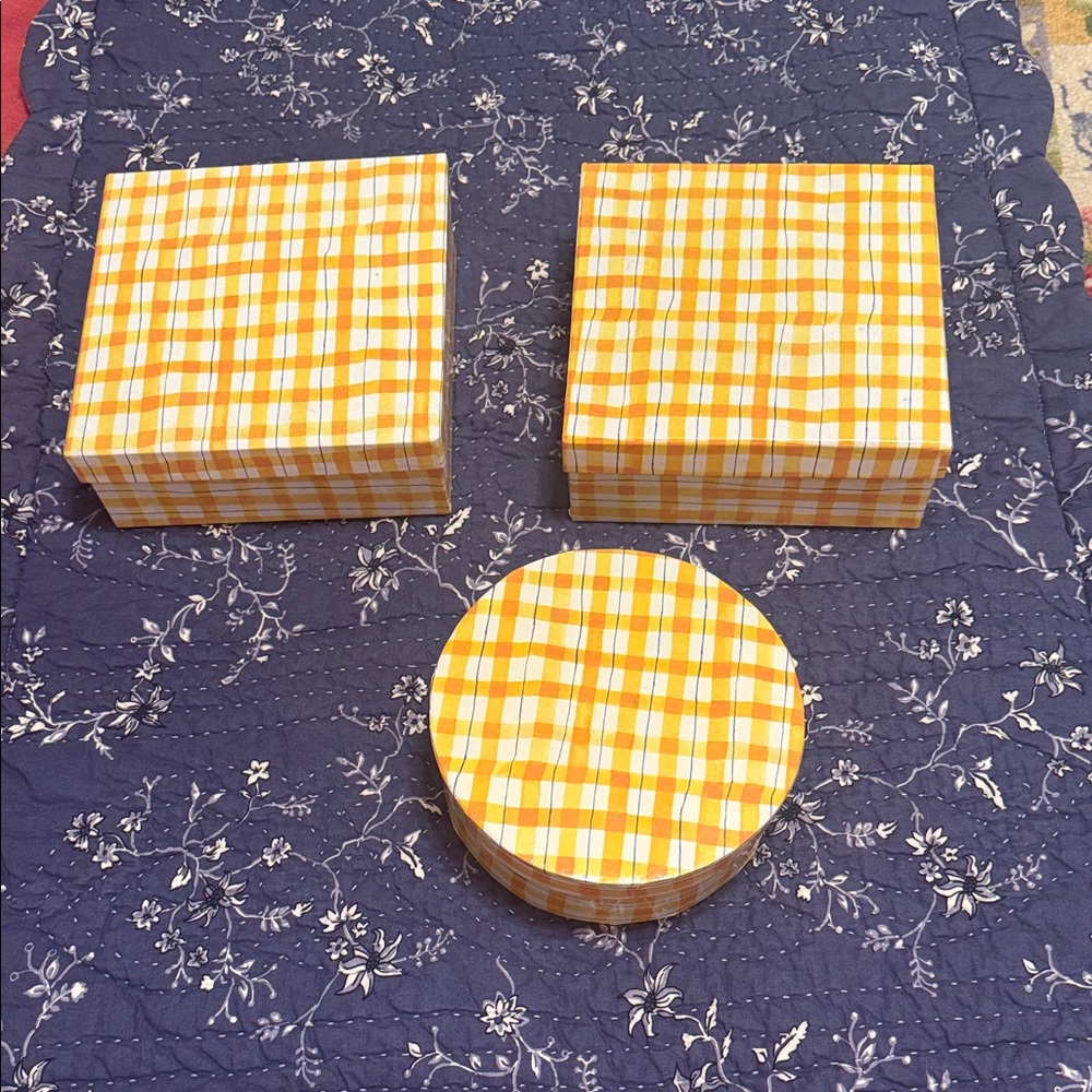 Yellow Gingham Storage Box Set - Picture 2 of 16